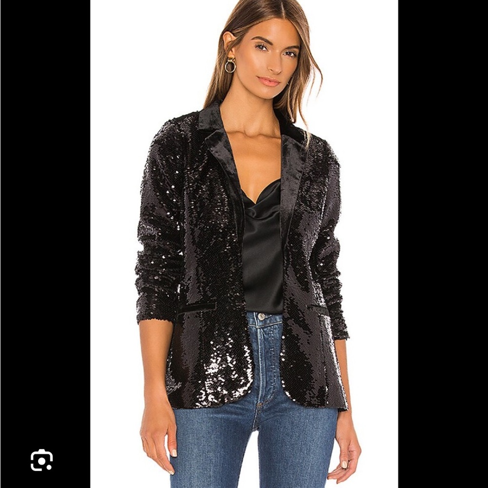 Cami NYC The Lennon Sequin‎ Blazer in Black-Size Large